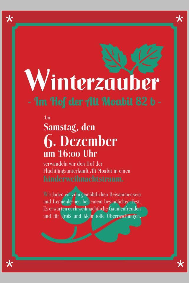 Bild: Plakat zur Veranstaltung - roter Hintergrund mit grüner und weißer Schrift und Laubblättern